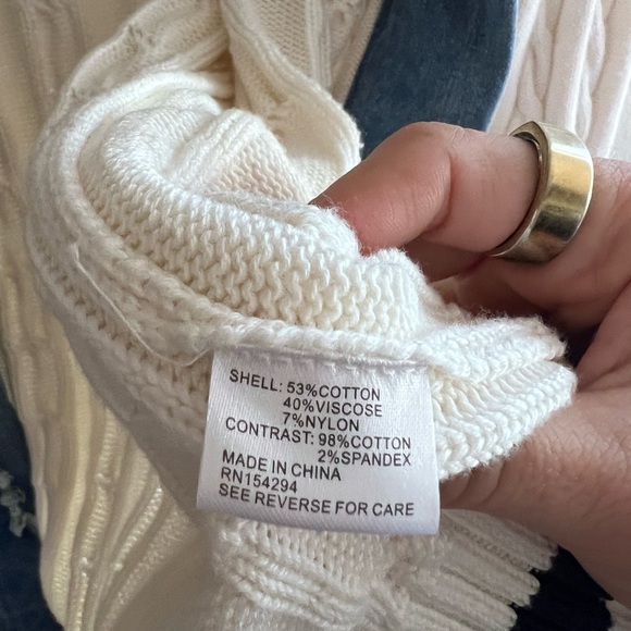 Central Park West Cream and denim long Knit open boyfriend cardigan - Picture 4 of 4